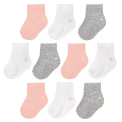 Baby Girl Jumping Beans® 10-pk. Solid Crew Socks