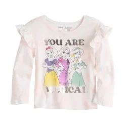 Toddler Girl Disney Princesses Long Sleeve Ruffle Shoulder Graphic Tee By Jumping Beans®