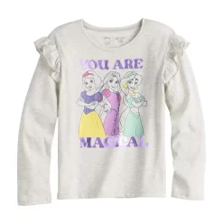 Girls 4-12 Disney Princesses "You Are Magical" Ruffle Shoulder Long Sleeve Graphic Tee By Jumping Beans®