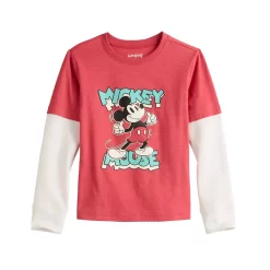 Boys 4-12 Disney Mickey Mouse Thermal Sleeve Graphic Skater Tee By Jumping Beans®