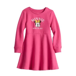 Toddler Girl Disney Minnie Mouse "Kind To All" Fleece Long Sleeve Skater Dress By Jumping Beans®