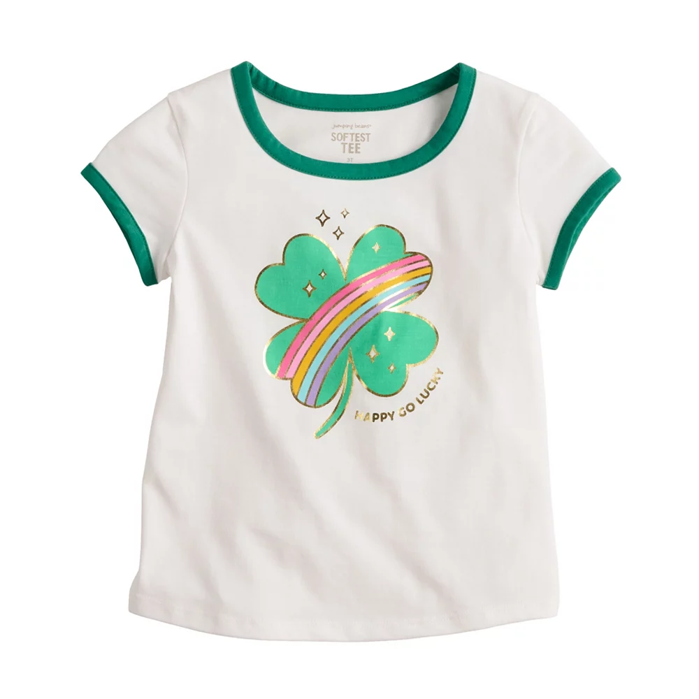 Girls 4-12 Jumping Beans® "Happy Go Lucky" Shamrock Tee 1 Girls 4-12 Jumping Beans® "Happy Go Lucky" Shamrock Tee
