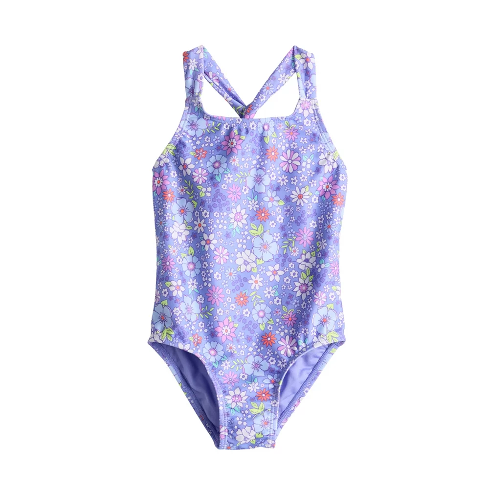 Toddler Girl Jumping Beans® Cross-Strap 1-Piece Swimsuit 1 Toddler Girl Jumping Beans® Cross-Strap 1-Piece Swimsuit