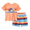 Disney's Mickey Mouse Toddler Boy Rash Guard Top & Striped Swim Trunks Set By Jumping Beans®
