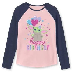 Girls 4-12 Jumping Beans® The Mandalorian Grogu Aka Baby Yoda Birthday Raglan Sleeve Graphic Tee