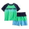 Toddler Boy Jumping Beans® Graphic Rash Guard & Printed Swim Trunks Swim Set