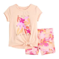 Toddler Girl Jumping Beans® Tie Front Tee & Bike Shorts Set